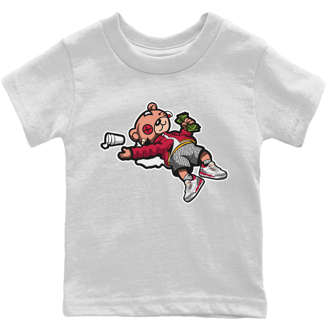 Jordan 3 Cardinal Sneaker Matching T-Shirt Drunk Teddy Bear Sneaker Tees Jordan 3 Cardinal Sneaker Release Tees Kids Shirts