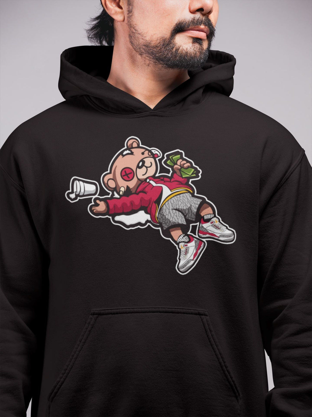 Jordan 3 Cardinal Sneaker Matching T-Shirt Drunk Teddy Bear Sneaker Tees Jordan 3 Cardinal Sneaker Release Tees Crew Neck Tees