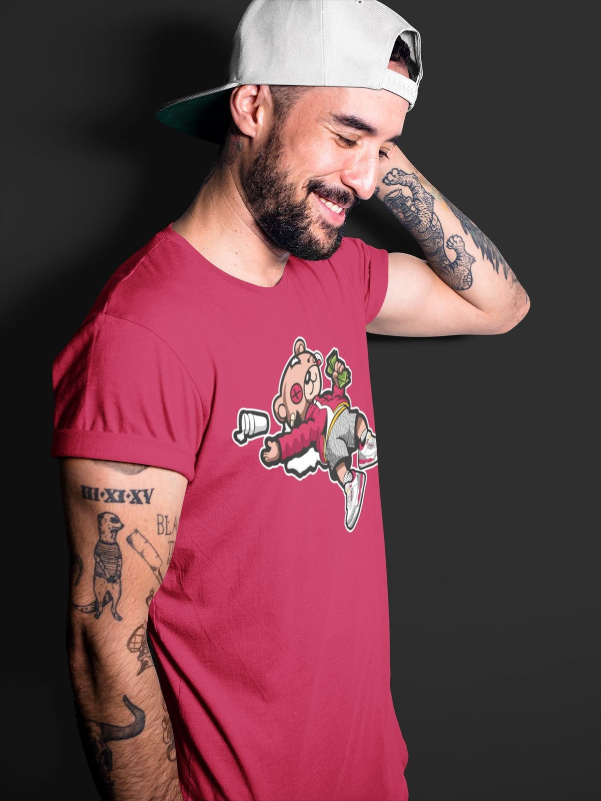 Jordan 3 Cardinal Sneaker Matching T-Shirt Drunk Teddy Bear Sneaker Tees Jordan 3 Cardinal Sneaker Release Tees Crew Neck Tees