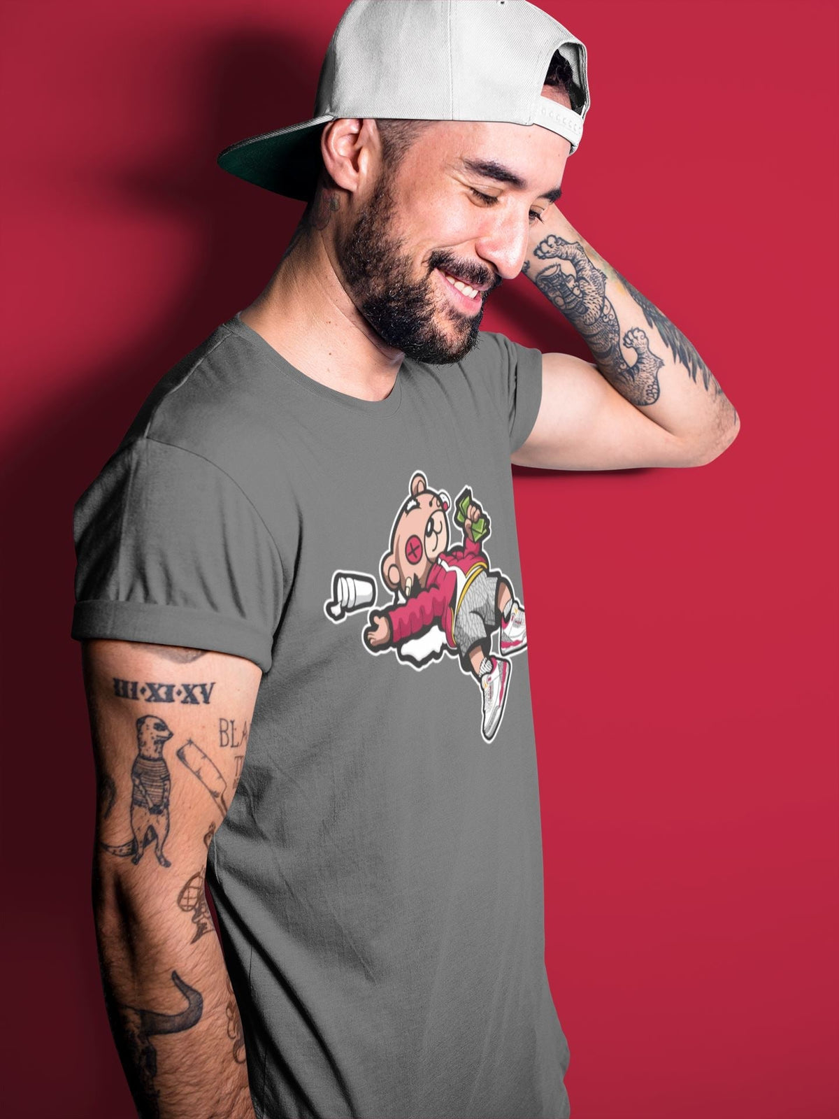Jordan 3 Cardinal Sneaker Matching T-Shirt Drunk Teddy Bear Sneaker Tees Jordan 3 Cardinal Sneaker Release Tees Crew Neck Tees