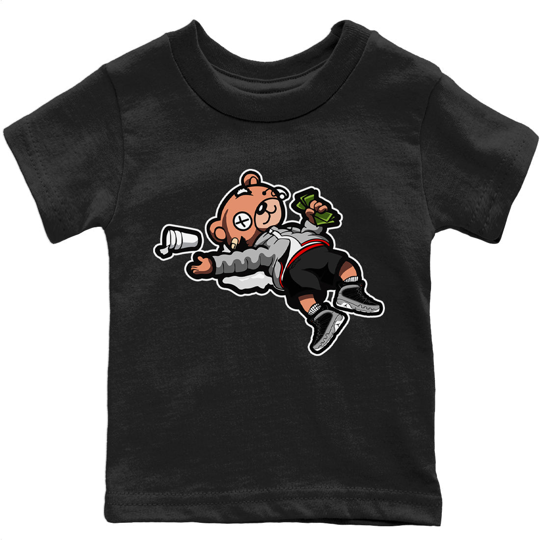 Jordan 9 Particle Grey Shirt To Match Jordans Drunk Teddy Bear Sneaker Tees Jordan 9 Particle Grey Drip Gear Zone Sneaker Matching Clothing Kids Shirts