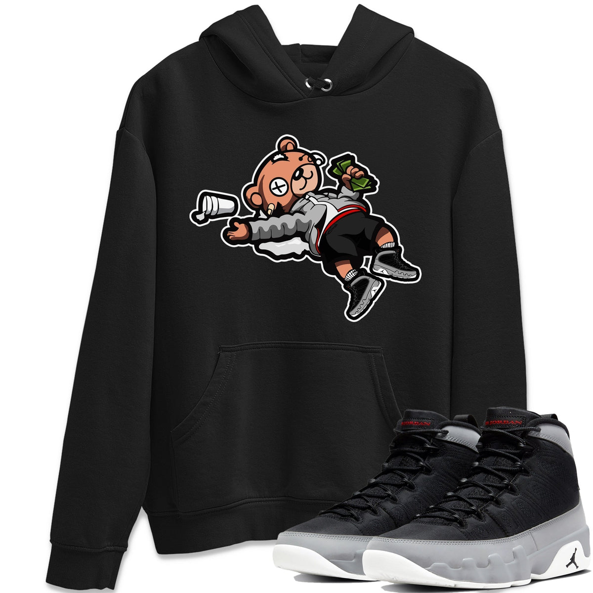 Jordan 9 Particle Grey Shirt To Match Jordans Drunk Teddy Bear Sneaker Tees Jordan 9 Particle Grey Drip Gear Zone Sneaker Matching Clothing Unisex Shirts