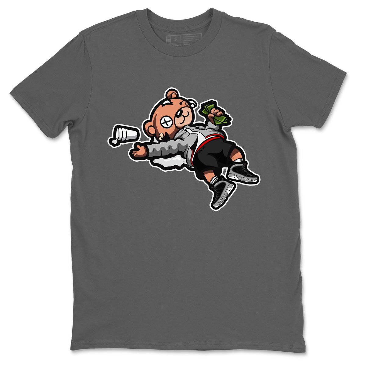 Jordan 9 Particle Grey Shirt To Match Jordans Drunk Teddy Bear Sneaker Tees Jordan 9 Particle Grey Drip Gear Zone Sneaker Matching Clothing Unisex Shirts