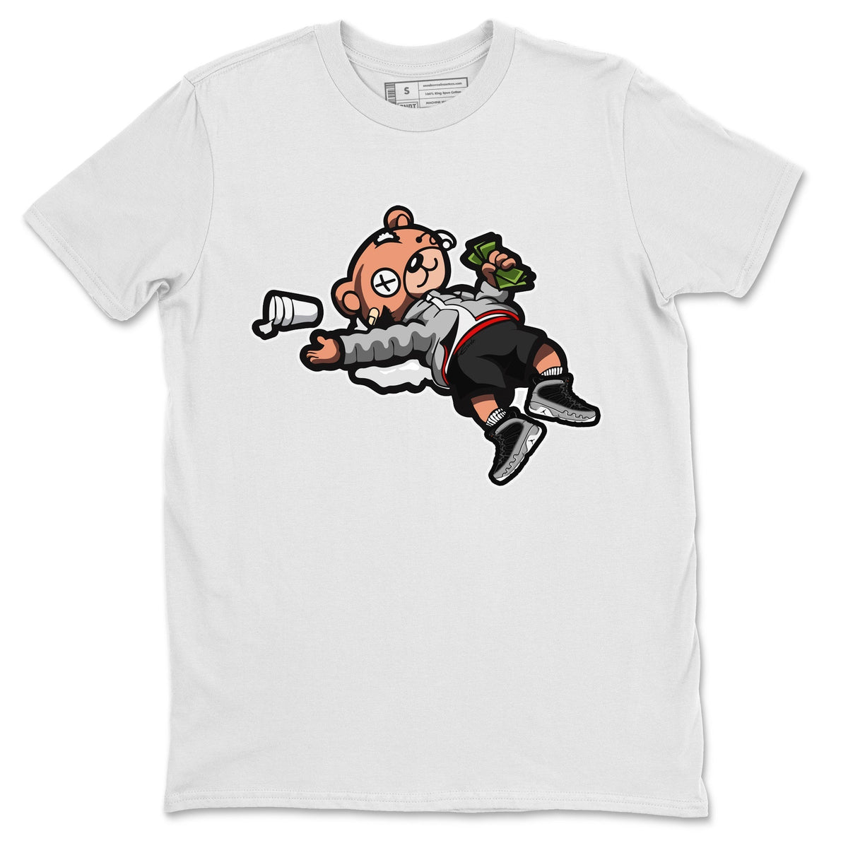 Jordan 9 Particle Grey Shirt To Match Jordans Drunk Teddy Bear Sneaker Tees Jordan 9 Particle Grey Drip Gear Zone Sneaker Matching Clothing Unisex Shirts