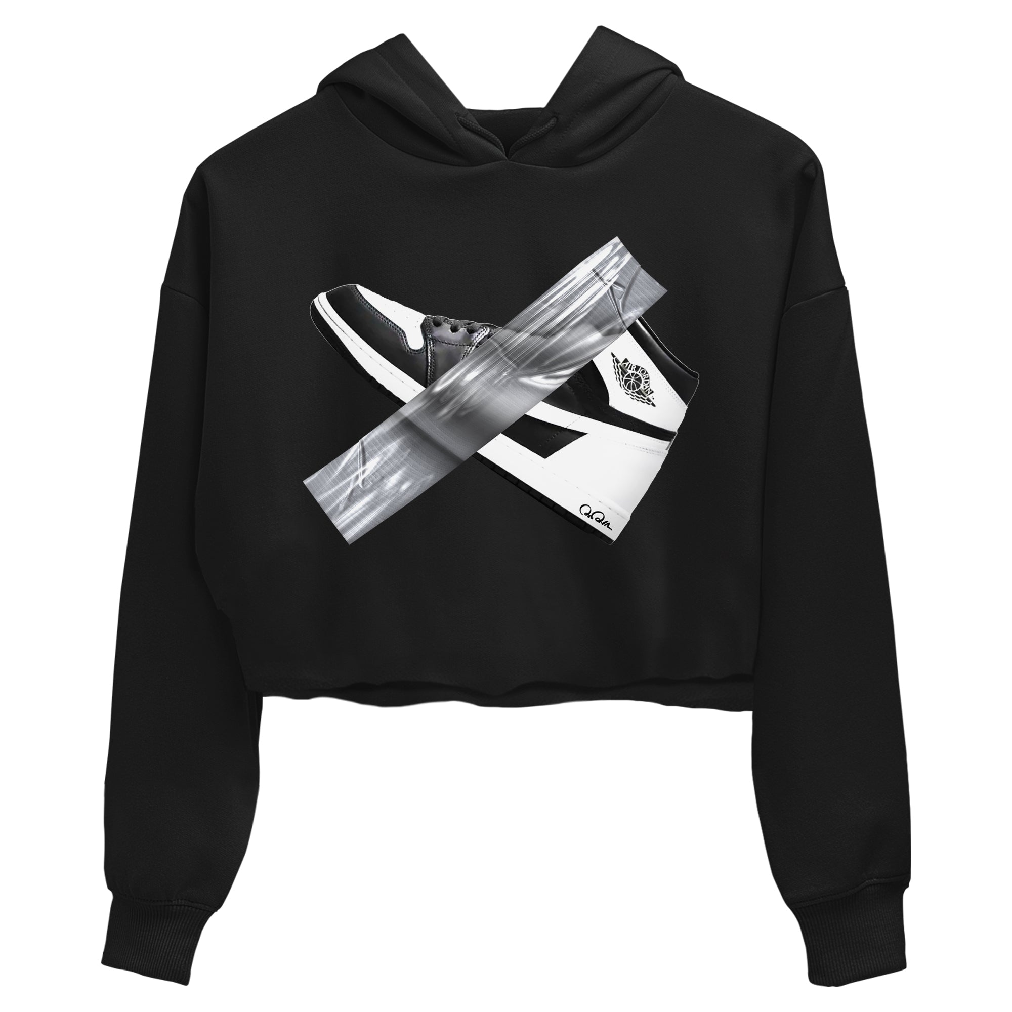 1s Black White shirt to match jordans Duct Tape sneaker tees Air Jordan 1 High OG Black White Drip Gear Zone Black 2 crop length shirt