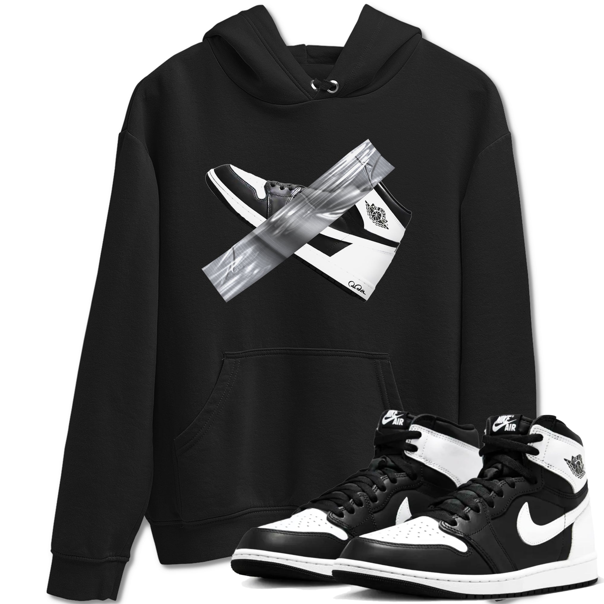 1s Black White shirt to match jordans Duct Tape sneaker tees Air Jordan 1 High OG Black White Drip Gear Zone unisex cotton Black 1 crew neck shirt