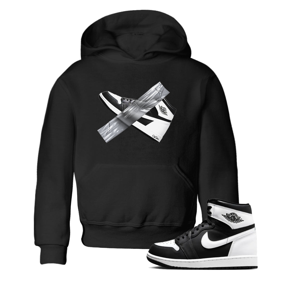 1s Black White shirt to match jordans Duct Tape sneaker tees Air Jordan 1 High OG Black White Drip Gear Zone baby toddler Black 1 cotton Shirt