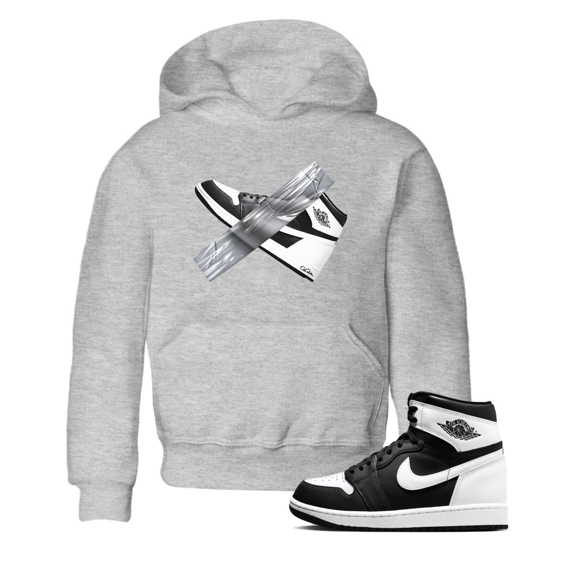 1s Black White shirt to match jordans Duct Tape sneaker tees Air Jordan 1 High OG Black White Drip Gear Zone baby toddler Heather Grey 1 cotton Shirt