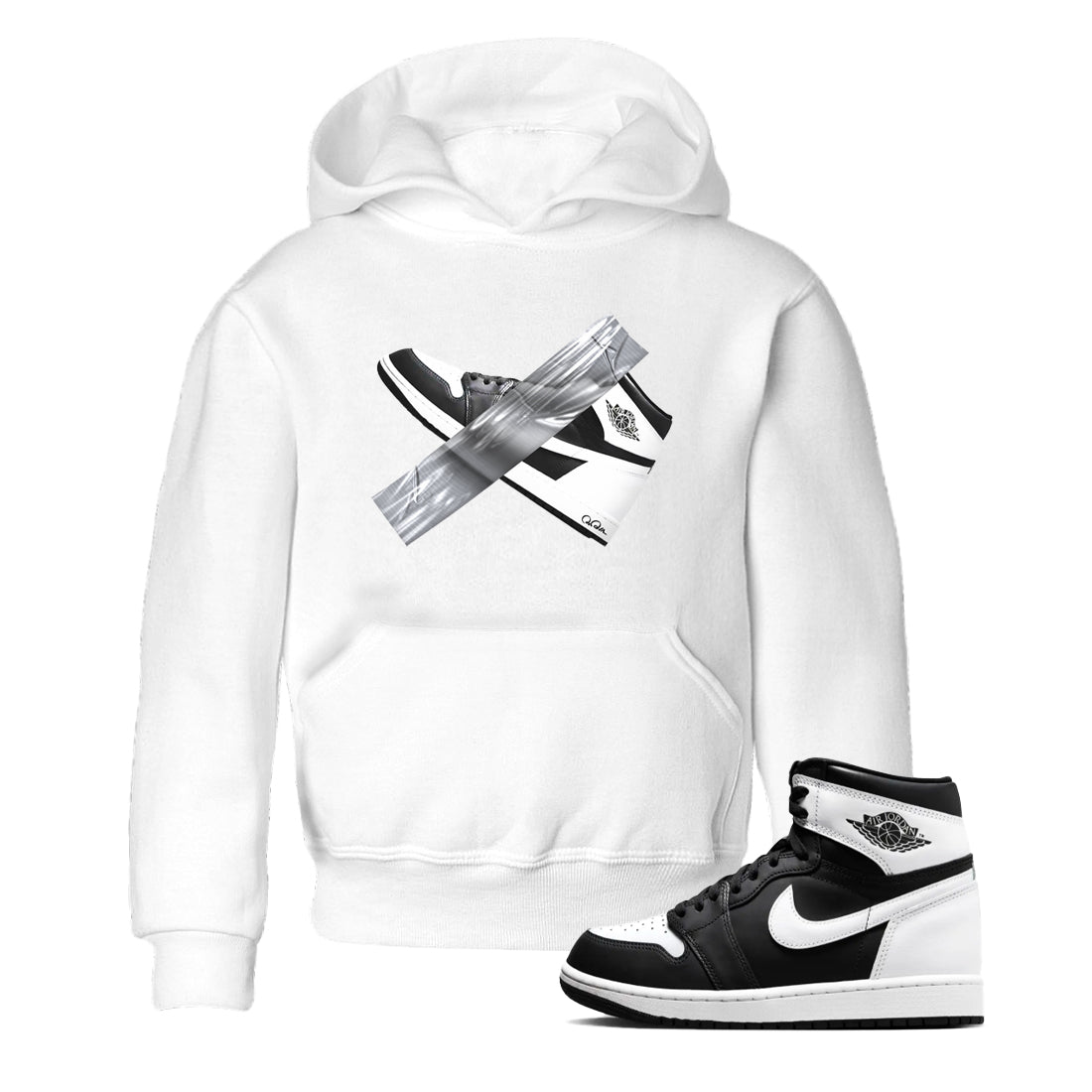 1s Black White shirt to match jordans Duct Tape sneaker tees Air Jordan 1 High OG Black White Drip Gear Zone baby toddler White 1 cotton Shirt