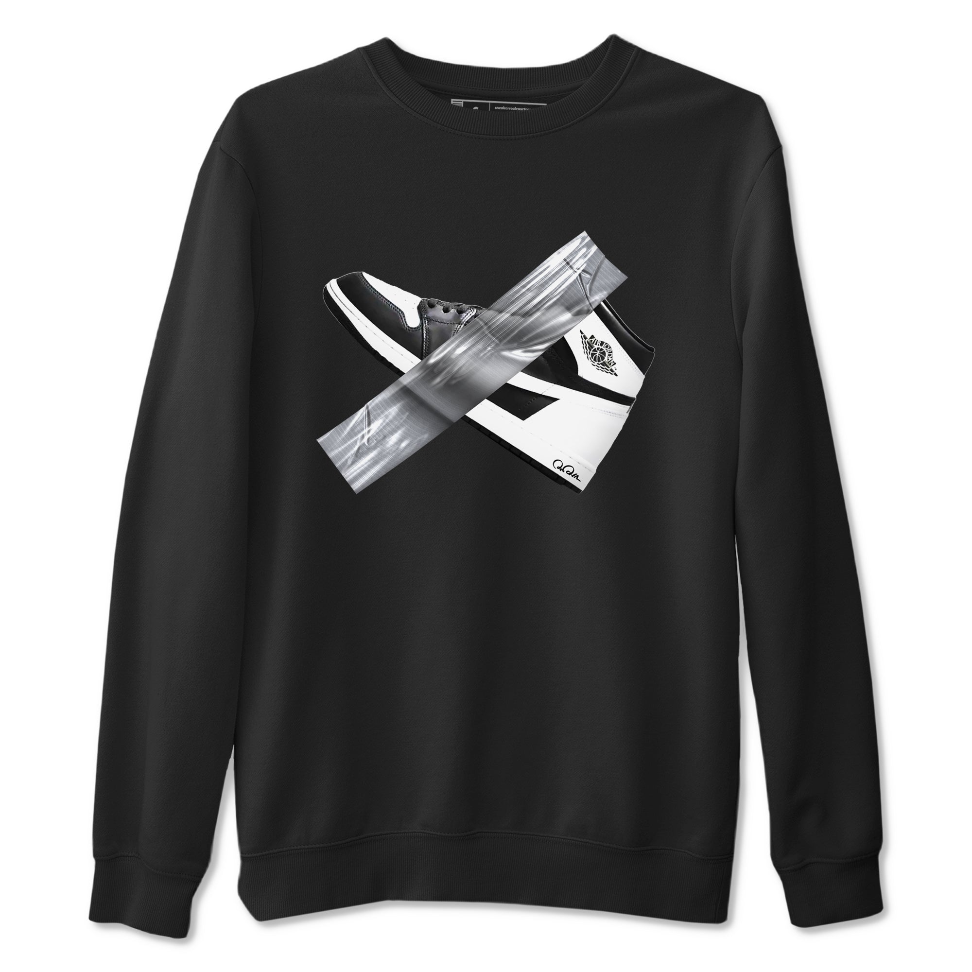 1s Black White shirt to match jordans Duct Tape sneaker tees Air Jordan 1 High OG Black White Drip Gear Zone unisex cotton Black 2 crew neck shirt
