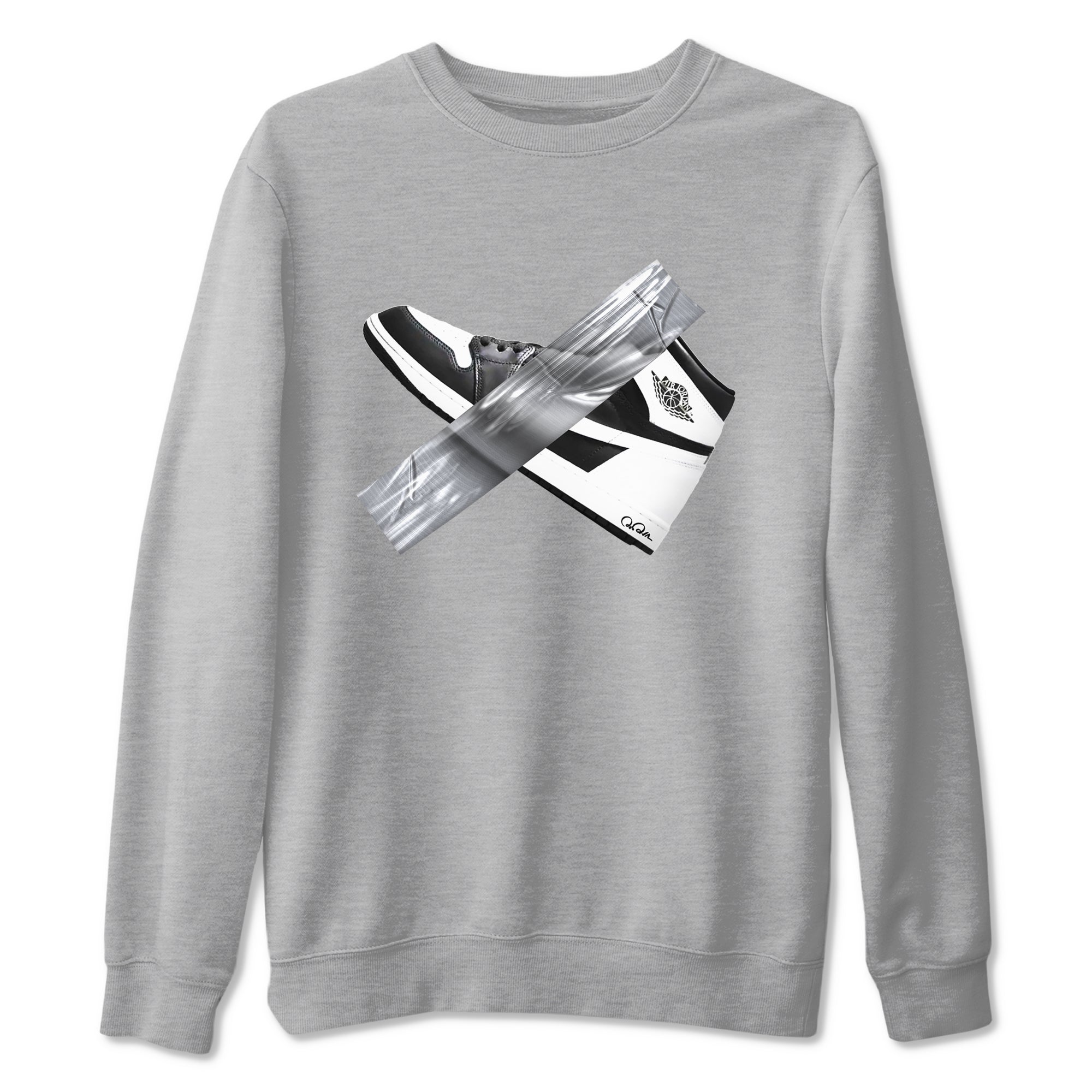 1s Black White shirt to match jordans Duct Tape sneaker tees Air Jordan 1 High OG Black White Drip Gear Zone unisex cotton Heather Grey 2 crew neck shirt