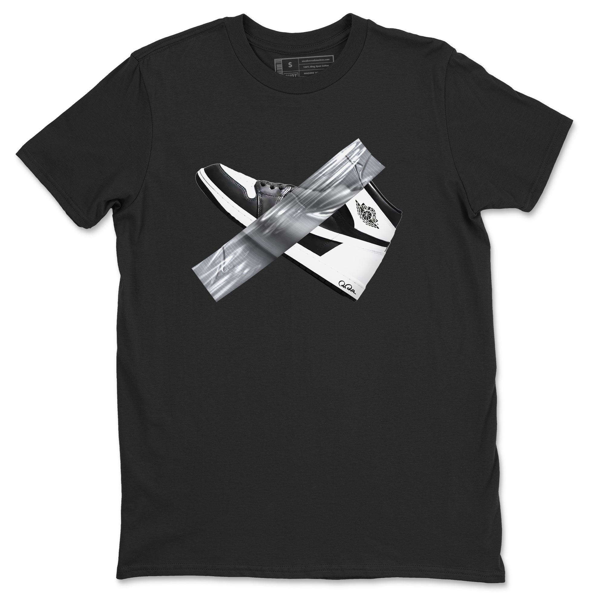 1s Black White shirt to match jordans Duct Tape sneaker tees Air Jordan 1 High OG Black White Drip Gear Zone unisex cotton Black 2 crew neck shirt