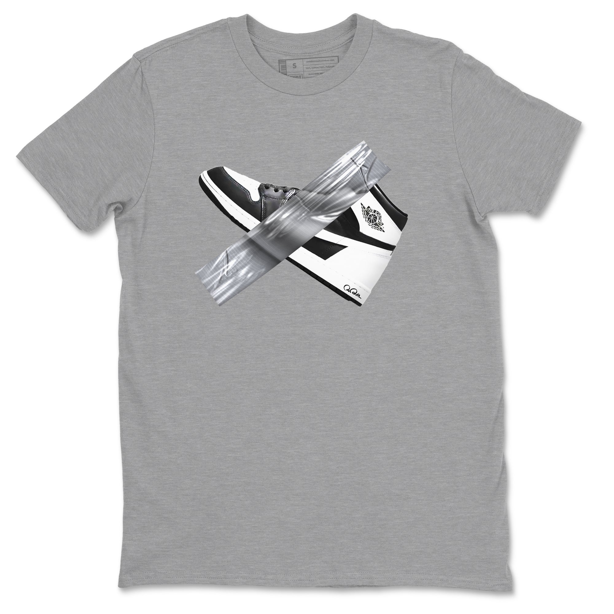 1s Black White shirt to match jordans Duct Tape sneaker tees Air Jordan 1 High OG Black White Drip Gear Zone unisex cotton Heather Grey 2 crew neck shirt