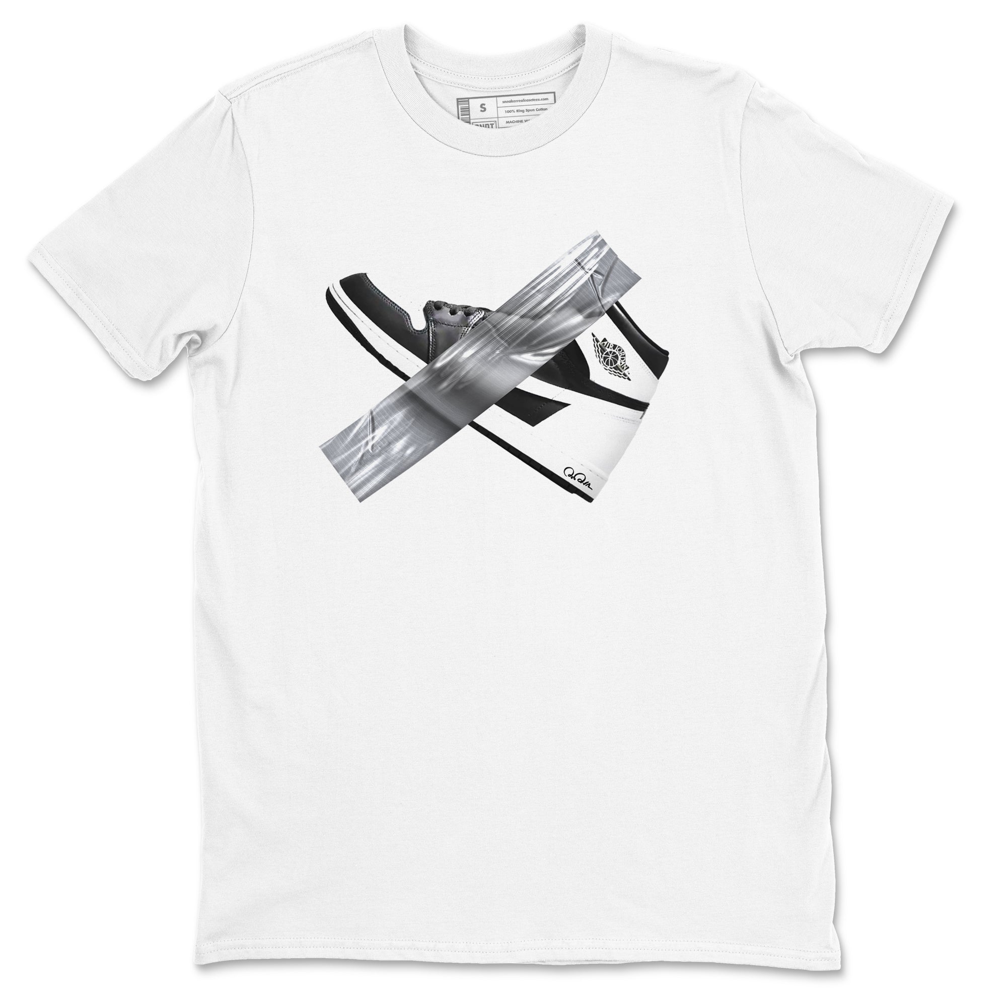 1s Black White shirt to match jordans Duct Tape sneaker tees Air Jordan 1 High OG Black White Drip Gear Zone unisex cotton White 2 crew neck shirt