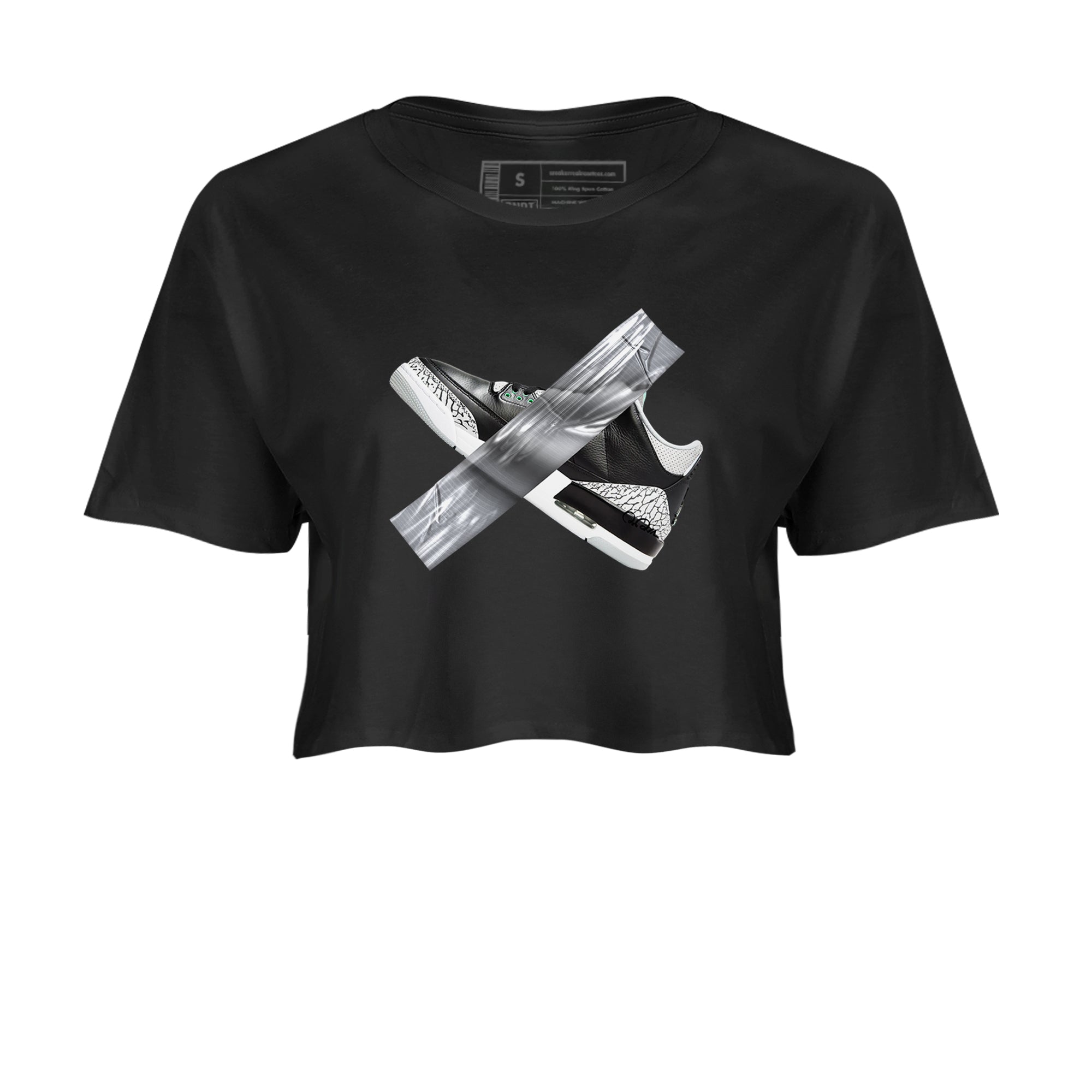 3s Green Glow shirt to match jordans Duct Tape sneaker tees Air Jordan 3 Green Glow Drip Gear Zone Black 2 crop length shirt