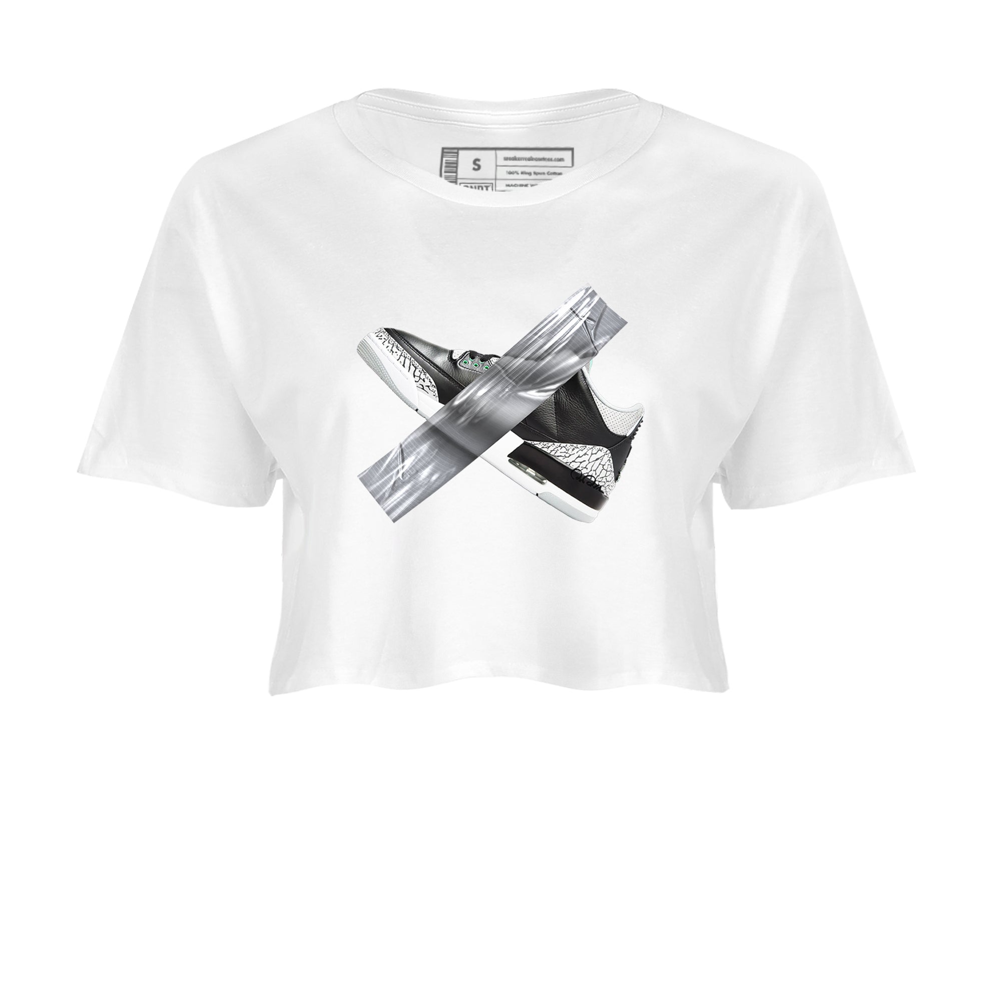 3s Green Glow shirt to match jordans Duct Tape sneaker tees Air Jordan 3 Green Glow Drip Gear Zone White 2 crop length shirt