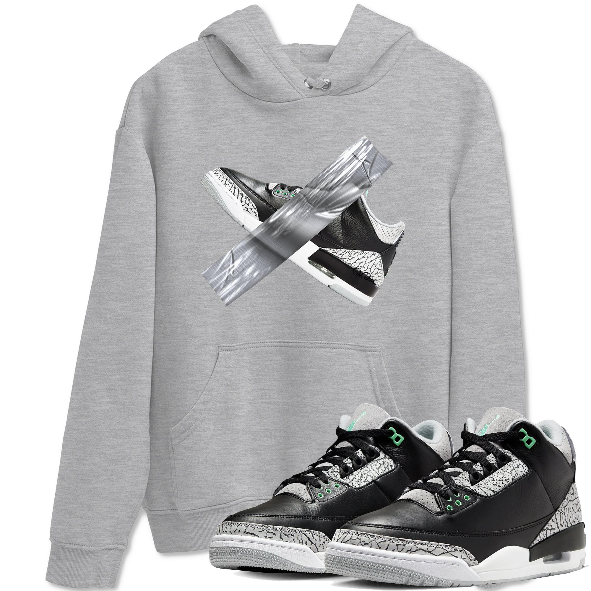 3s Green Glow shirt to match jordans Duct Tape sneaker tees Air Jordan 3 Green Glow Drip Gear Zone unisex cotton Heather Grey 1 crew neck shirt
