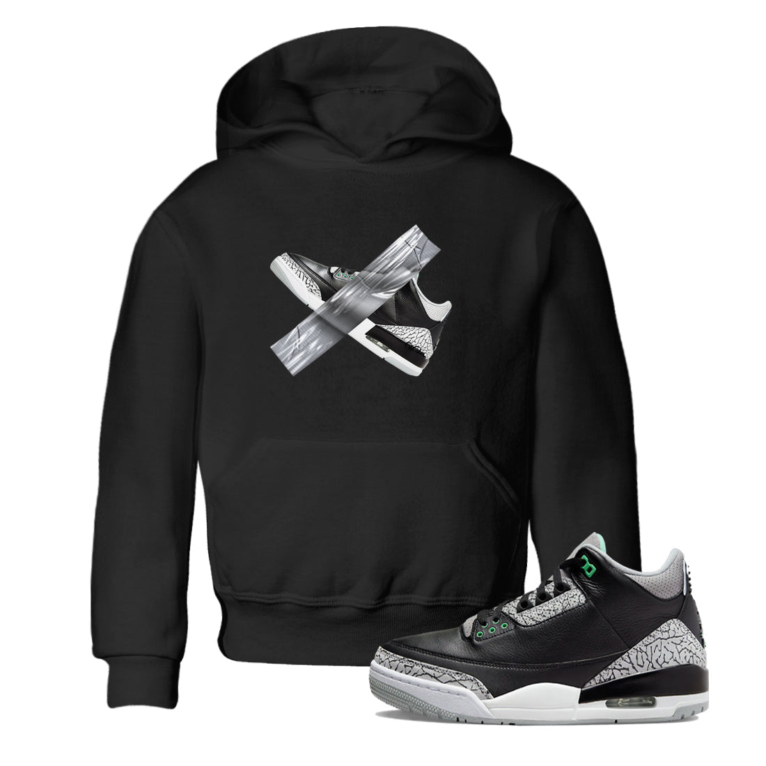 3s Green Glow shirt to match jordans Duct Tape sneaker tees Air Jordan 3 Green Glow Drip Gear Zone baby toddler Black 1 cotton Shirt