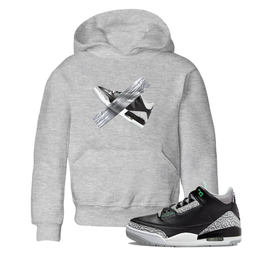 3s Green Glow shirt to match jordans Duct Tape sneaker tees Air Jordan 3 Green Glow Drip Gear Zone baby toddler Heather Grey 1 cotton Shirt