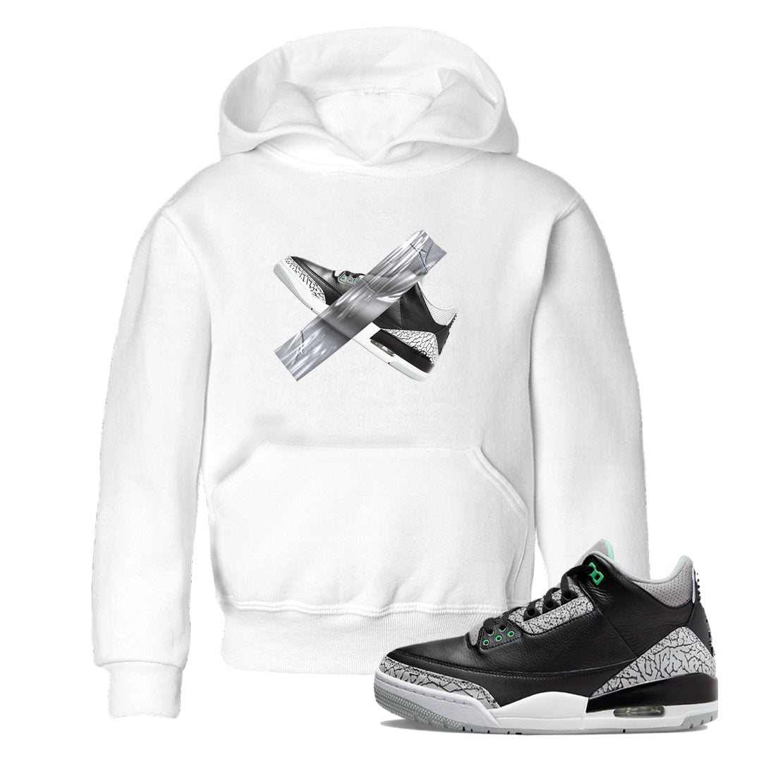 3s Green Glow shirt to match jordans Duct Tape sneaker tees Air Jordan 3 Green Glow Drip Gear Zone baby toddler White 1 cotton Shirt