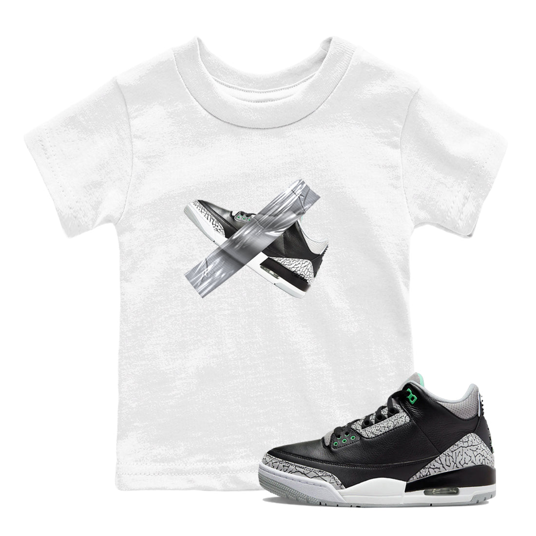 3s Green Glow shirt to match jordans Duct Tape sneaker tees Air Jordan 3 Green Glow Drip Gear Zone baby toddler White 1 cotton Shirt