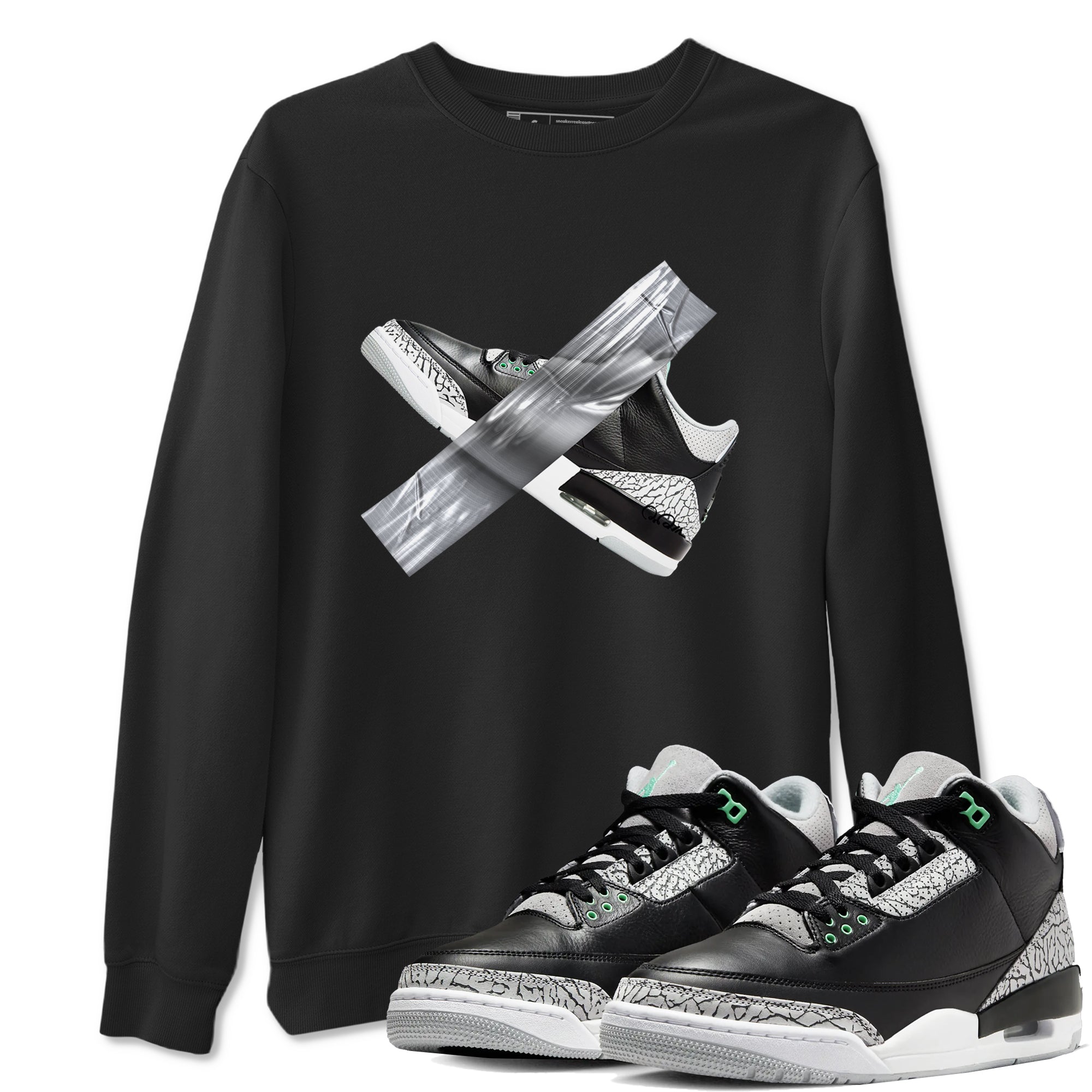 3s Green Glow shirt to match jordans Duct Tape sneaker tees Air Jordan 3 Green Glow Drip Gear Zone unisex cotton Black 1 crew neck shirt