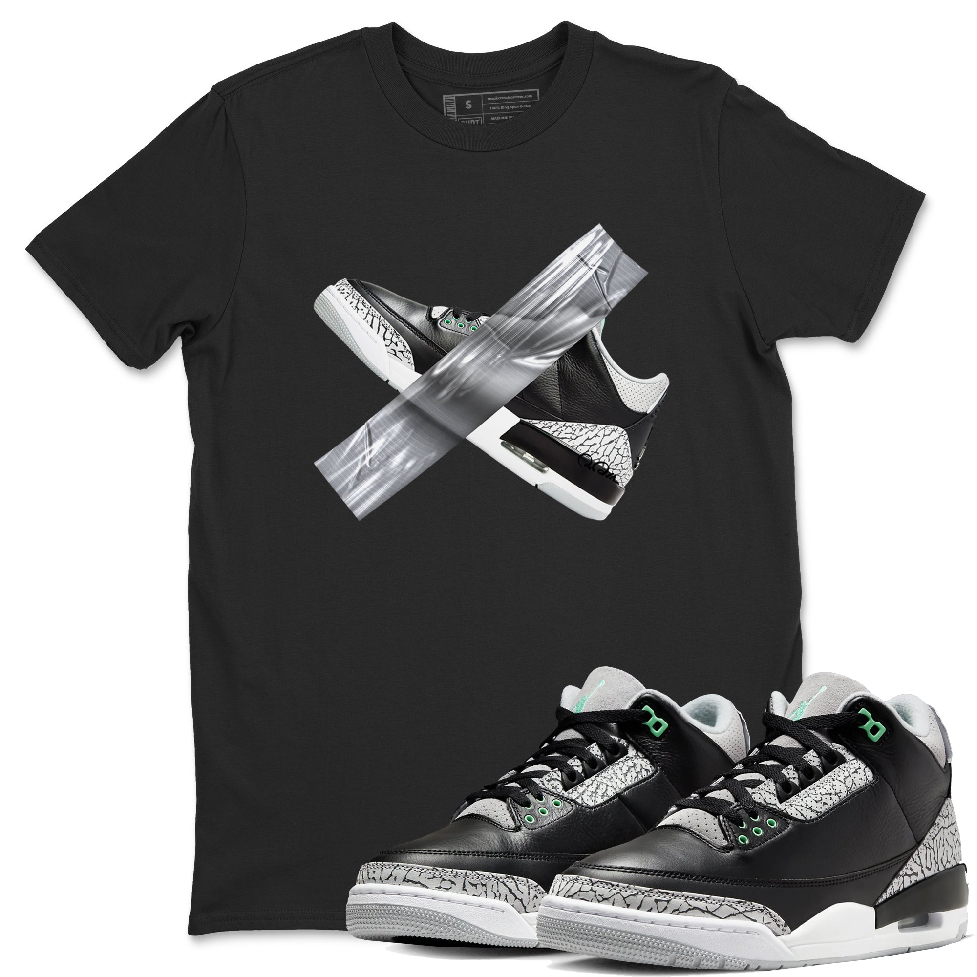 3s Green Glow shirt to match jordans Duct Tape sneaker tees Air Jordan 3 Green Glow Drip Gear Zone unisex cotton Black 1 crew neck shirt