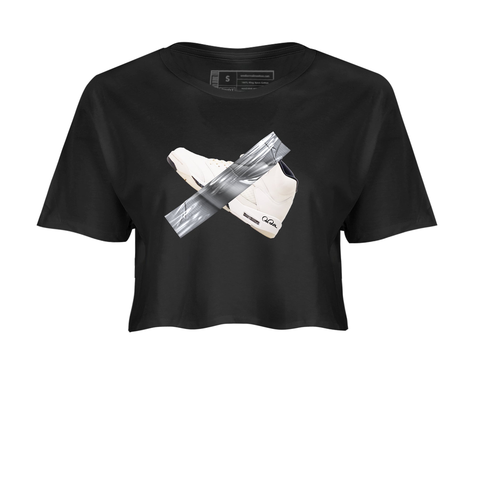 5s Sail shirt to match jordans Duct Tape sneaker tees Air Jordan 5 Sail Drip Gear Zone Black 2 crop length shirt