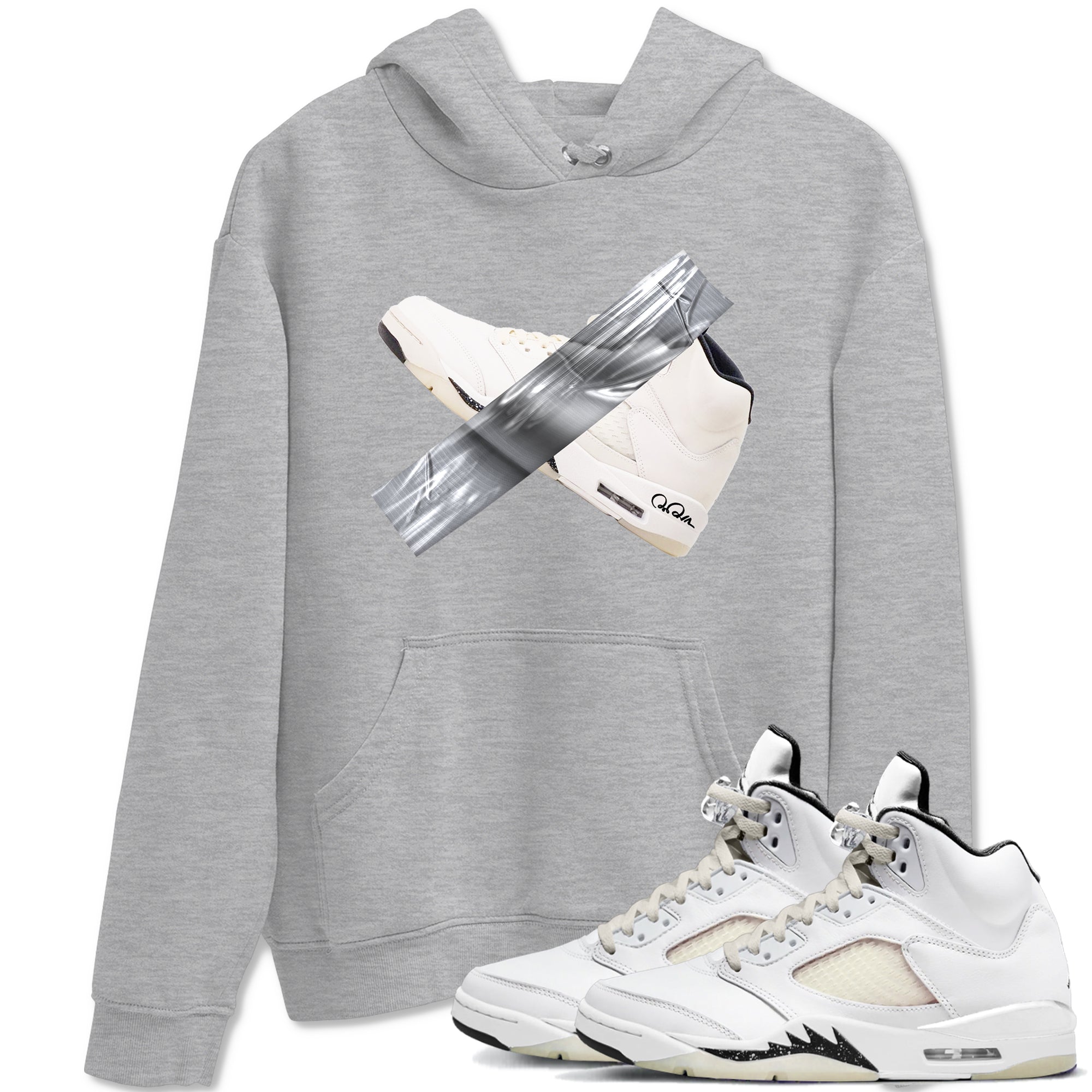 5s Sail shirt to match jordans Duct Tape sneaker tees Air Jordan 5 Sail Drip Gear Zone unisex cotton Heather Grey 1 crew neck shirt