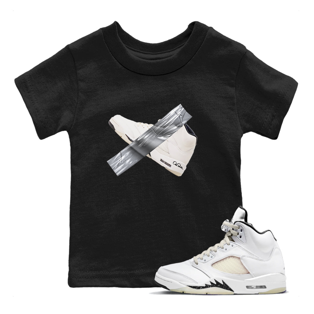 5s Sail shirt to match jordans Duct Tape sneaker tees Air Jordan 5 Sail Drip Gear Zone baby toddler Black 1 cotton Shirt