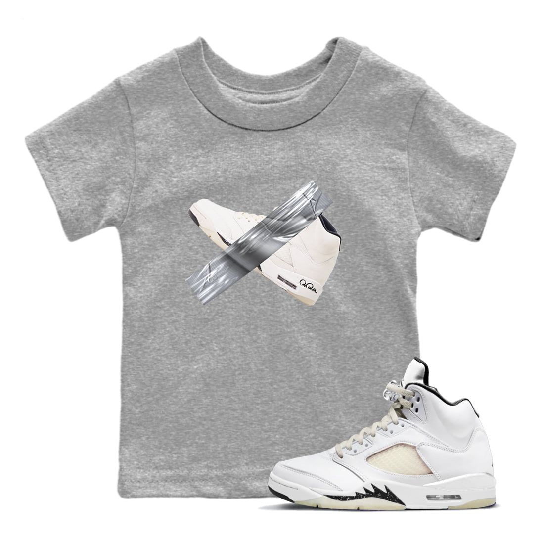 5s Sail shirt to match jordans Duct Tape sneaker tees Air Jordan 5 Sail Drip Gear Zone baby toddler Heather Grey 1 cotton Shirt