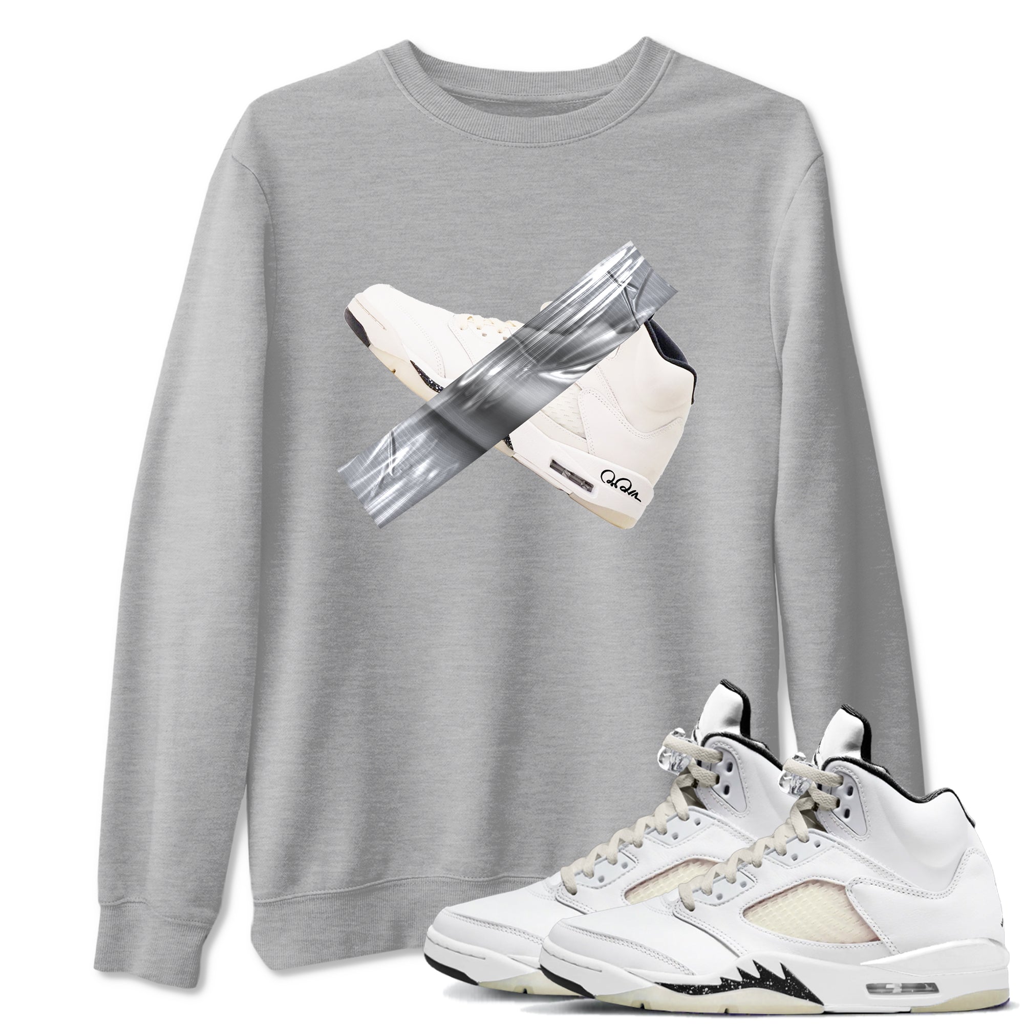 5s Sail shirt to match jordans Duct Tape sneaker tees Air Jordan 5 Sail Drip Gear Zone unisex cotton Heather Grey 1 crew neck shirt