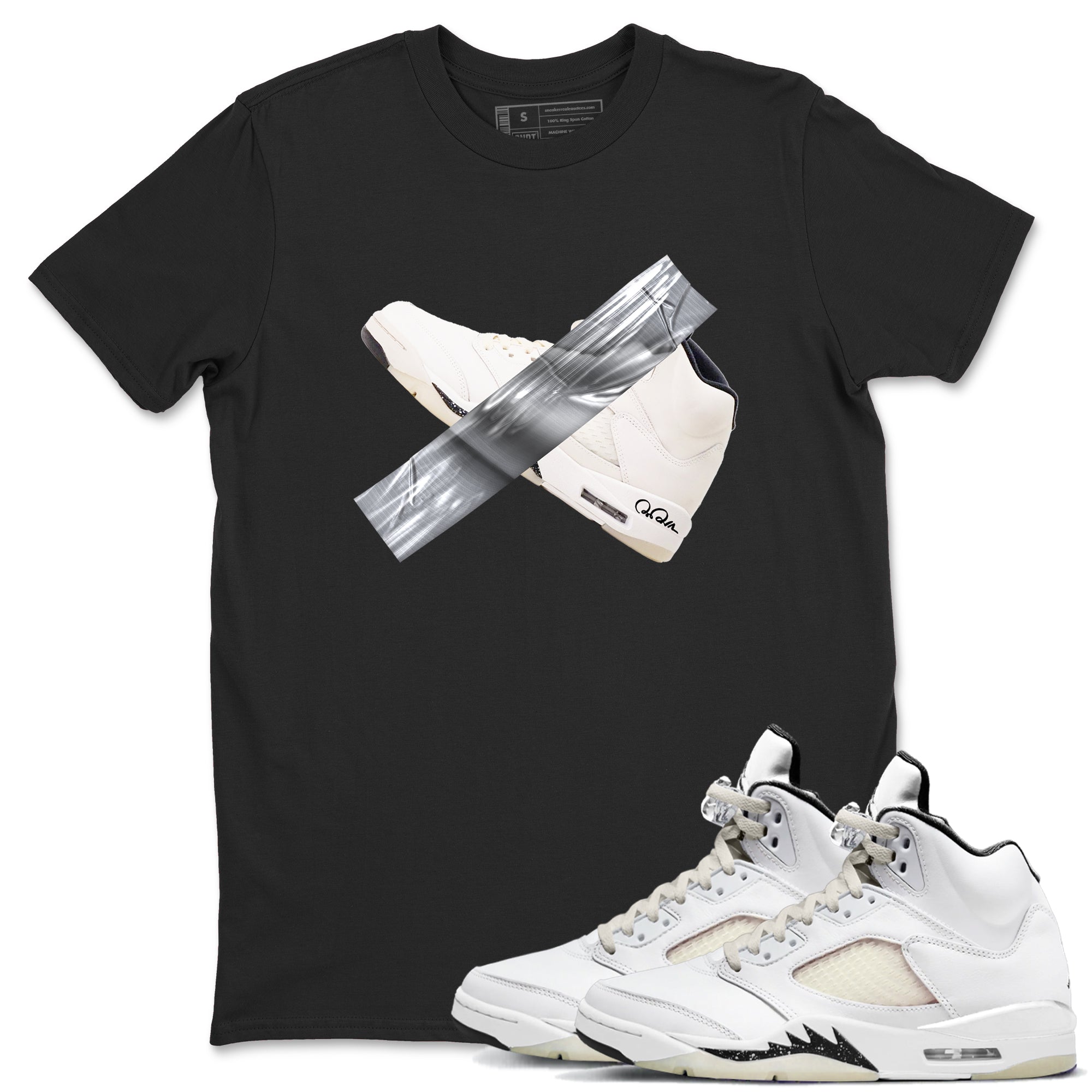 5s Sail shirt to match jordans Duct Tape sneaker tees Air Jordan 5 Sail Drip Gear Zone unisex cotton Black 1 crew neck shirt