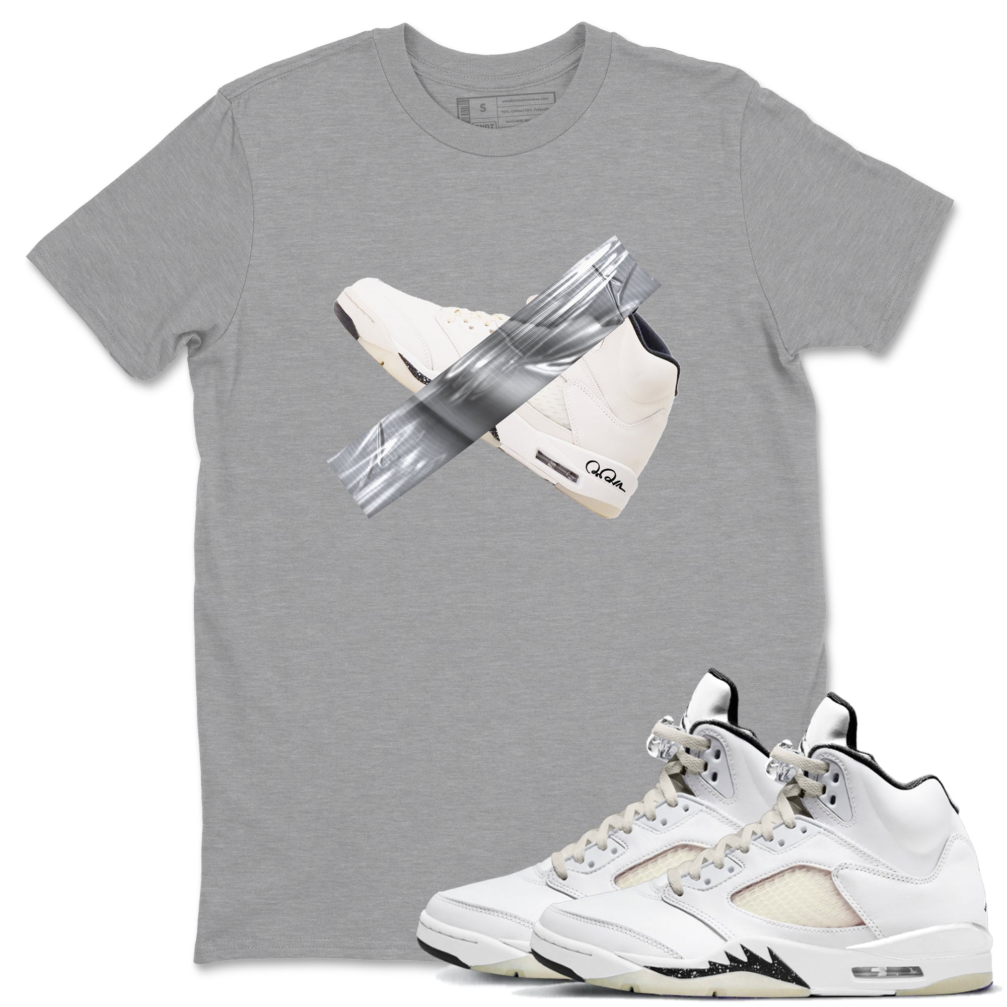 5s Sail shirt to match jordans Duct Tape sneaker tees Air Jordan 5 Sail Drip Gear Zone unisex cotton Heather Grey 1 crew neck shirt