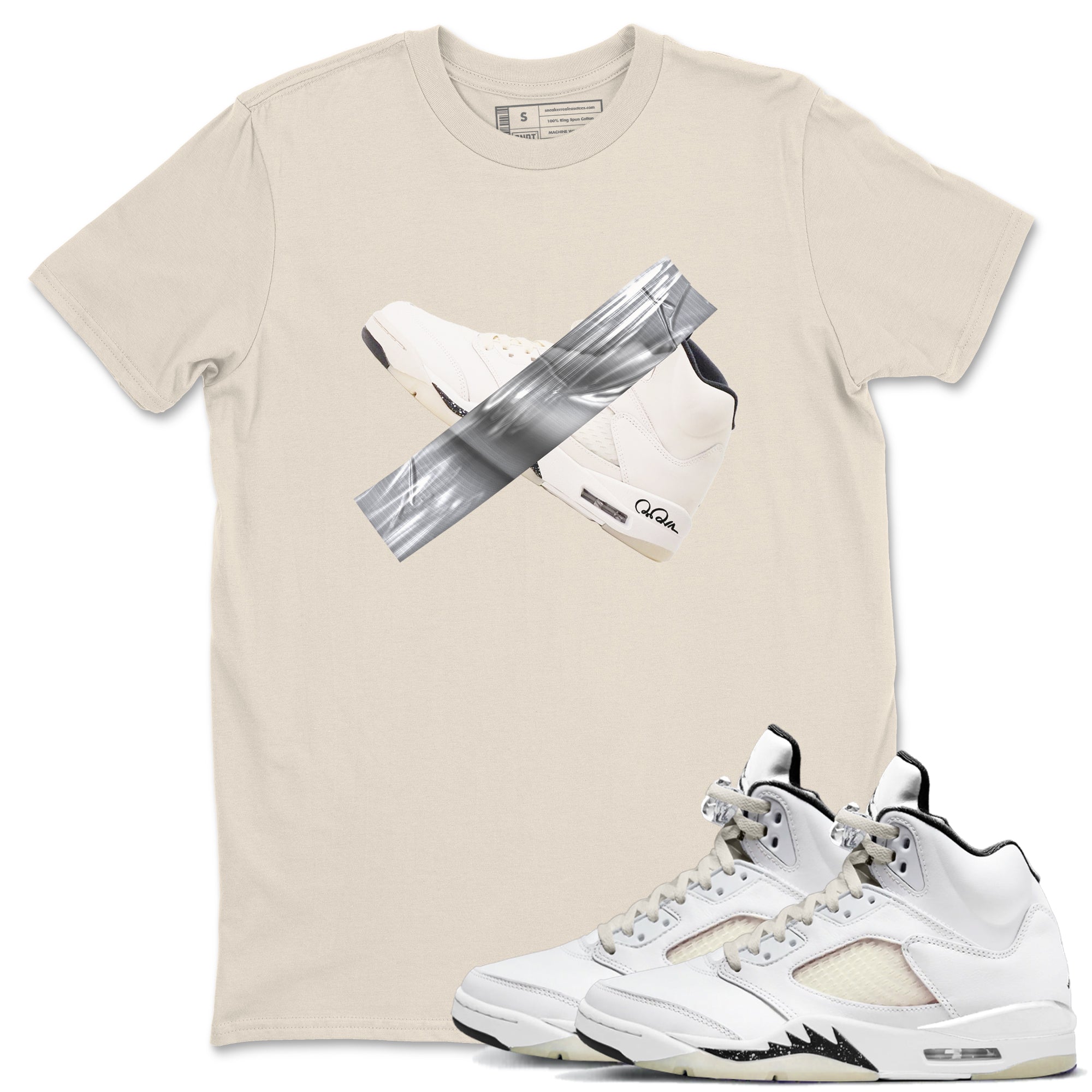 5s Sail shirt to match jordans Duct Tape sneaker tees Air Jordan 5 Sail Drip Gear Zone unisex cotton Natural 1 crew neck shirt