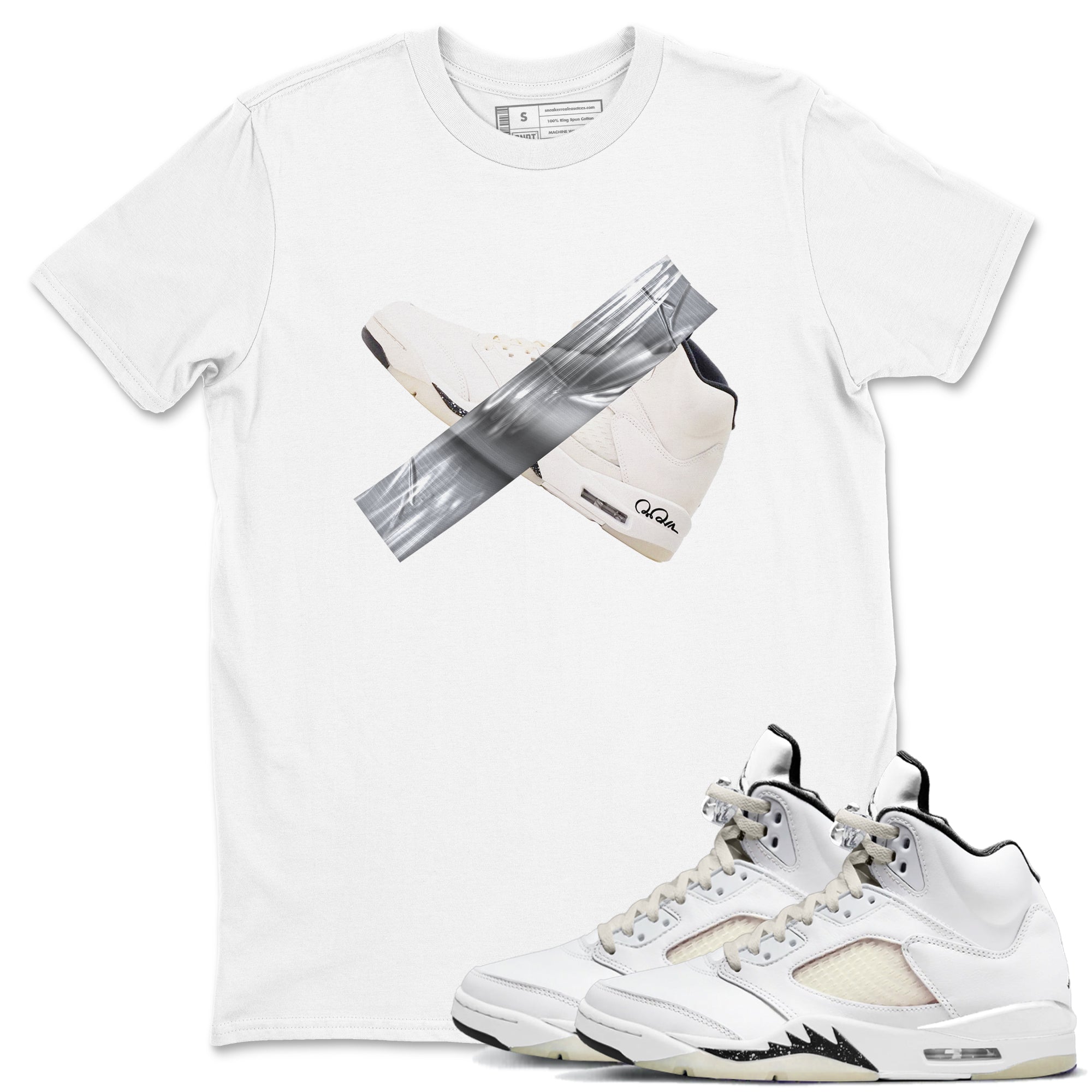 5s Sail shirt to match jordans Duct Tape sneaker tees Air Jordan 5 Sail Drip Gear Zone unisex cotton White 1 crew neck shirt