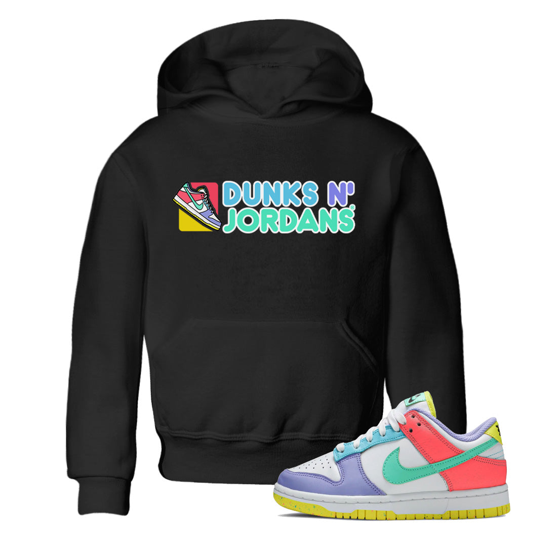 Dunk Easter Candy Dunks N Jordans Baby and Kids Streetwear Sneaker Shirt Holiday Easter T-Shirt Kids Streetwear Sneaker Shirt Washing and Care Tip