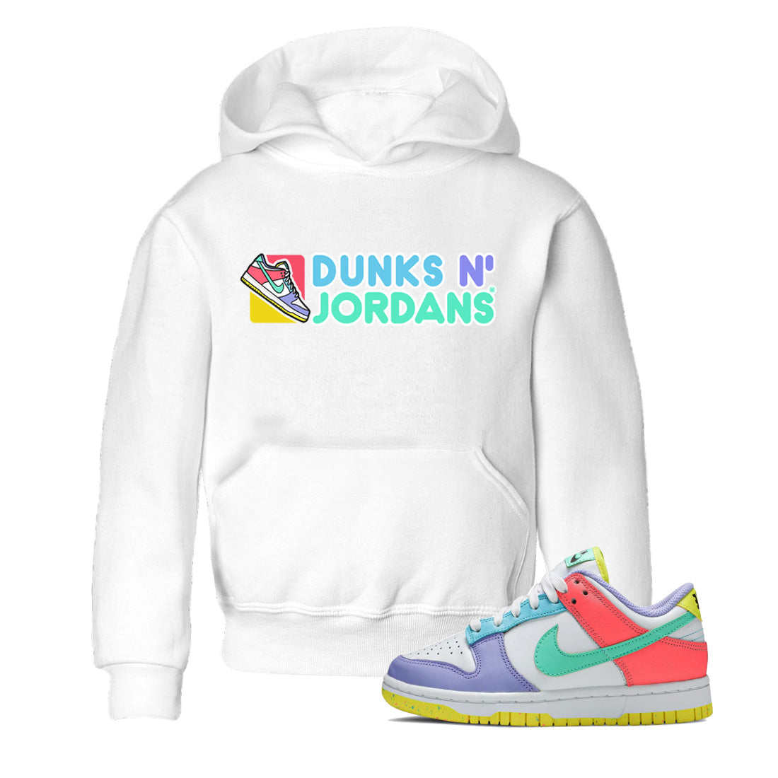 Dunk Easter Candy Sneaker Match Tees Dunks N Jordans Streetwear Sneaker Shirt Holiday Easter T-Shirt Sneaker Release Tees Kids Shirts White 1
