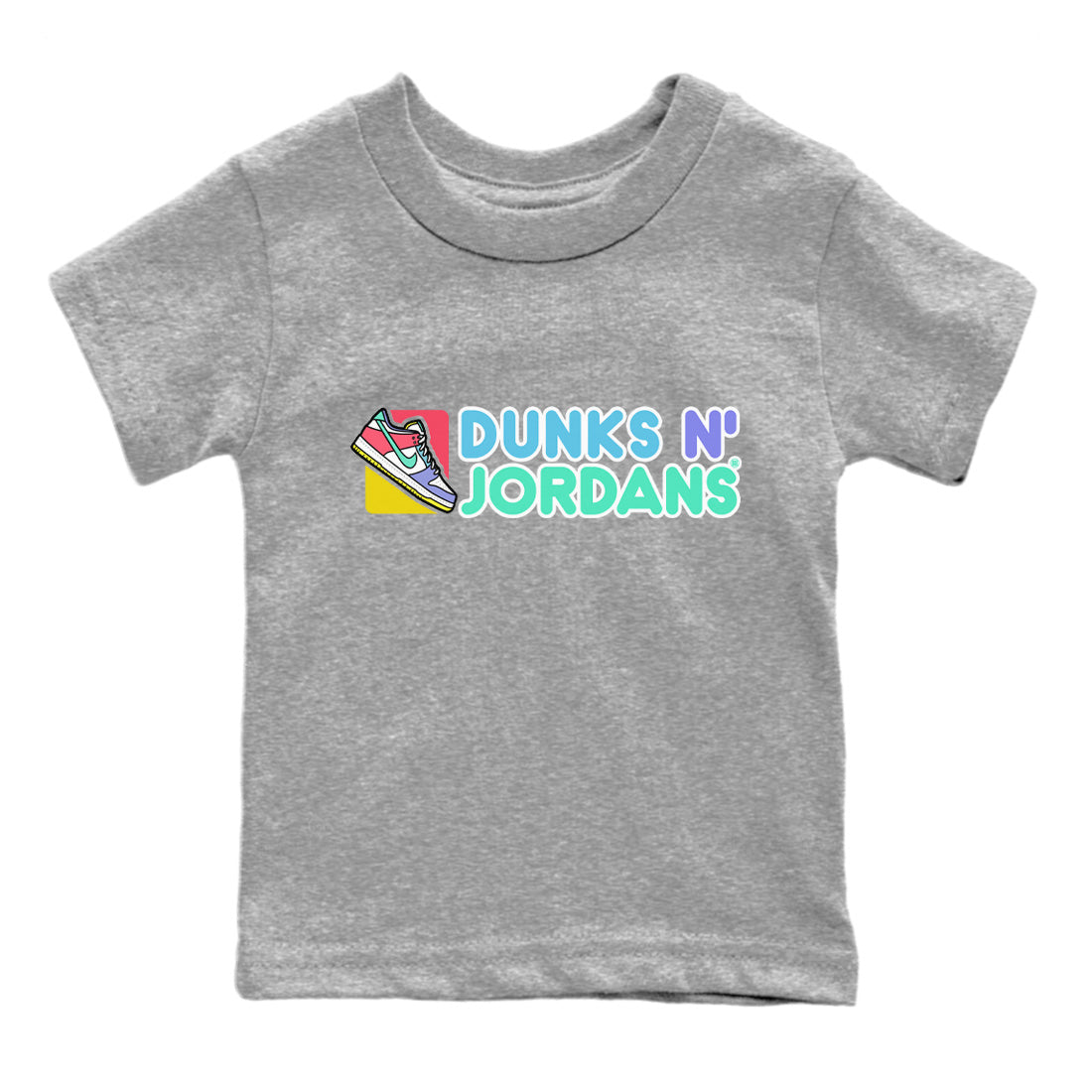 Dunk Easter Candy Sneaker Match Tees Dunks N Jordans Streetwear Sneaker Shirt Holiday Easter T-Shirt Sneaker Release Tees Kids Shirts Heather Grey 2