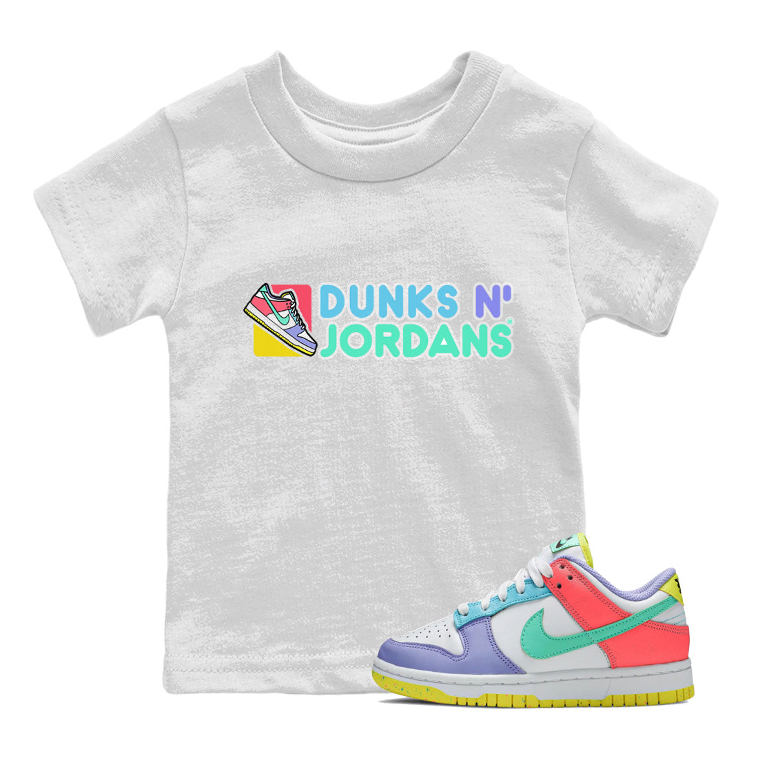 Dunk Easter Candy Sneaker Match Tees Dunks N Jordans Streetwear Sneaker Shirt Holiday Easter T-Shirt Sneaker Release Tees Kids Shirts White 1