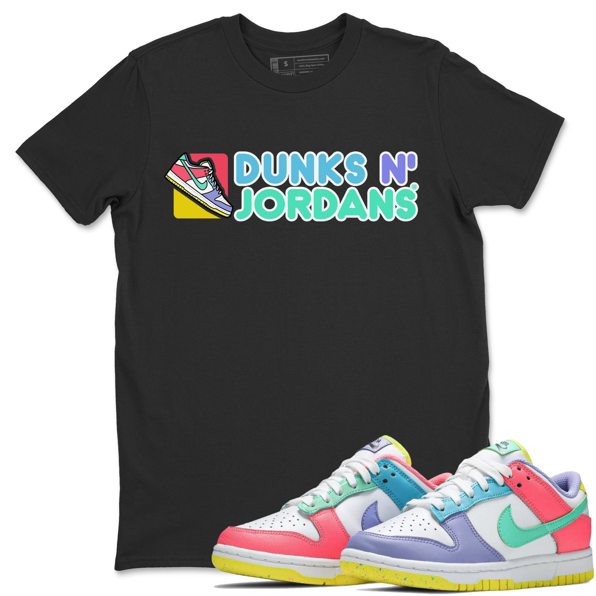 Dunk Easter Candy Sneaker Match Tees Dunks N Jordans Streetwear Sneaker Shirt Holiday Easter T-Shirt Sneaker Release Tees Unisex Shirts Black 1