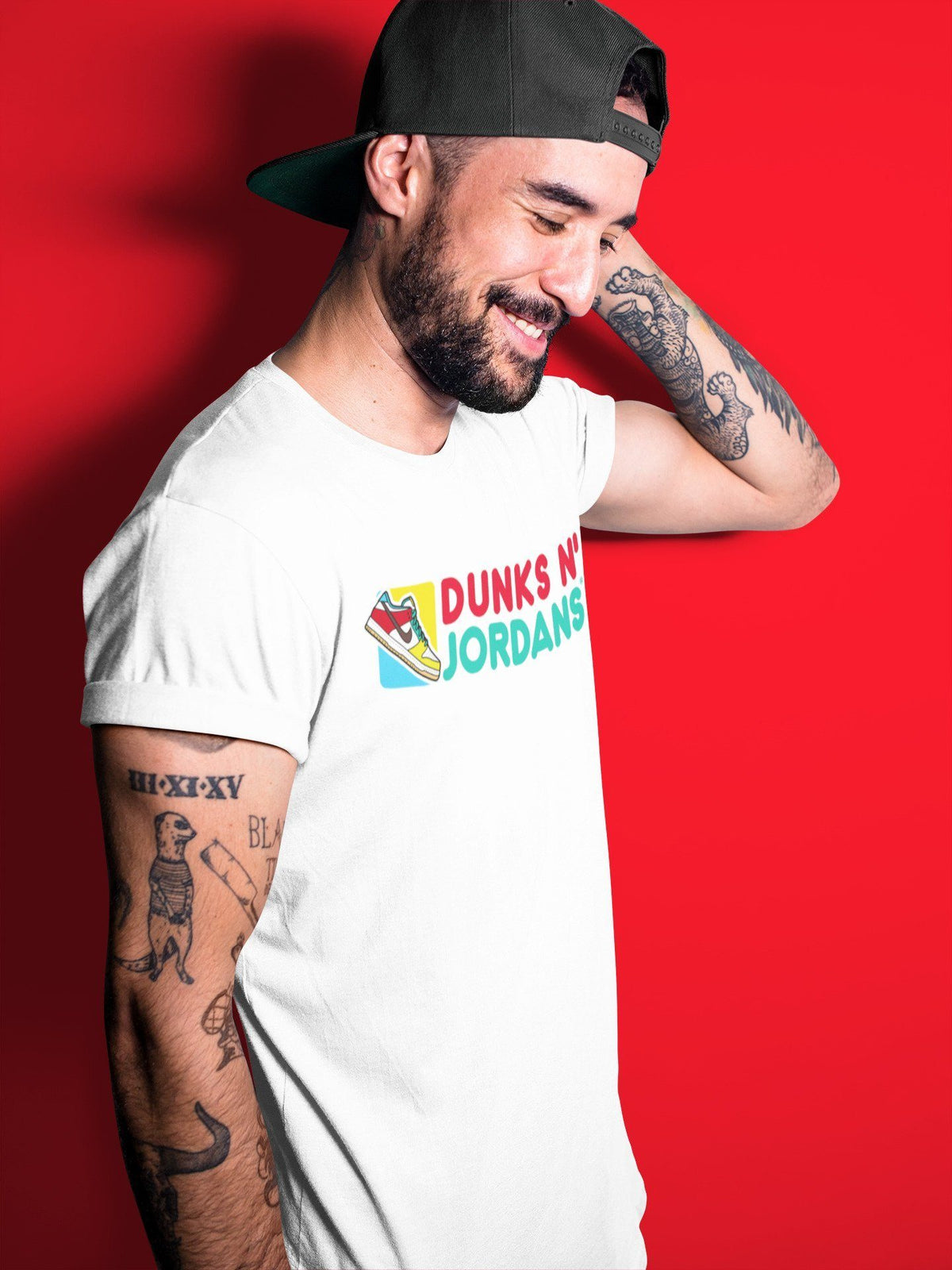 Dunk Free 99 White Sneaker Match Tees Dunks N Jordans Sneaker Tees Dunk Free 99 White Jordan to match sneaker T-Shirt Crew Neck Shirts