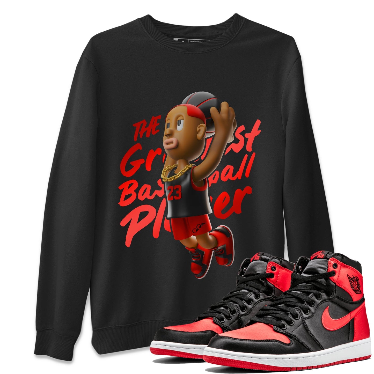 Air Jordan 1 Satin Bred Sneaker Match Tees Dunkshot Boy Streetwear Sneaker Shirt AJ1 Satin Bred Sneaker Release Tees Unisex Shirts Black 1