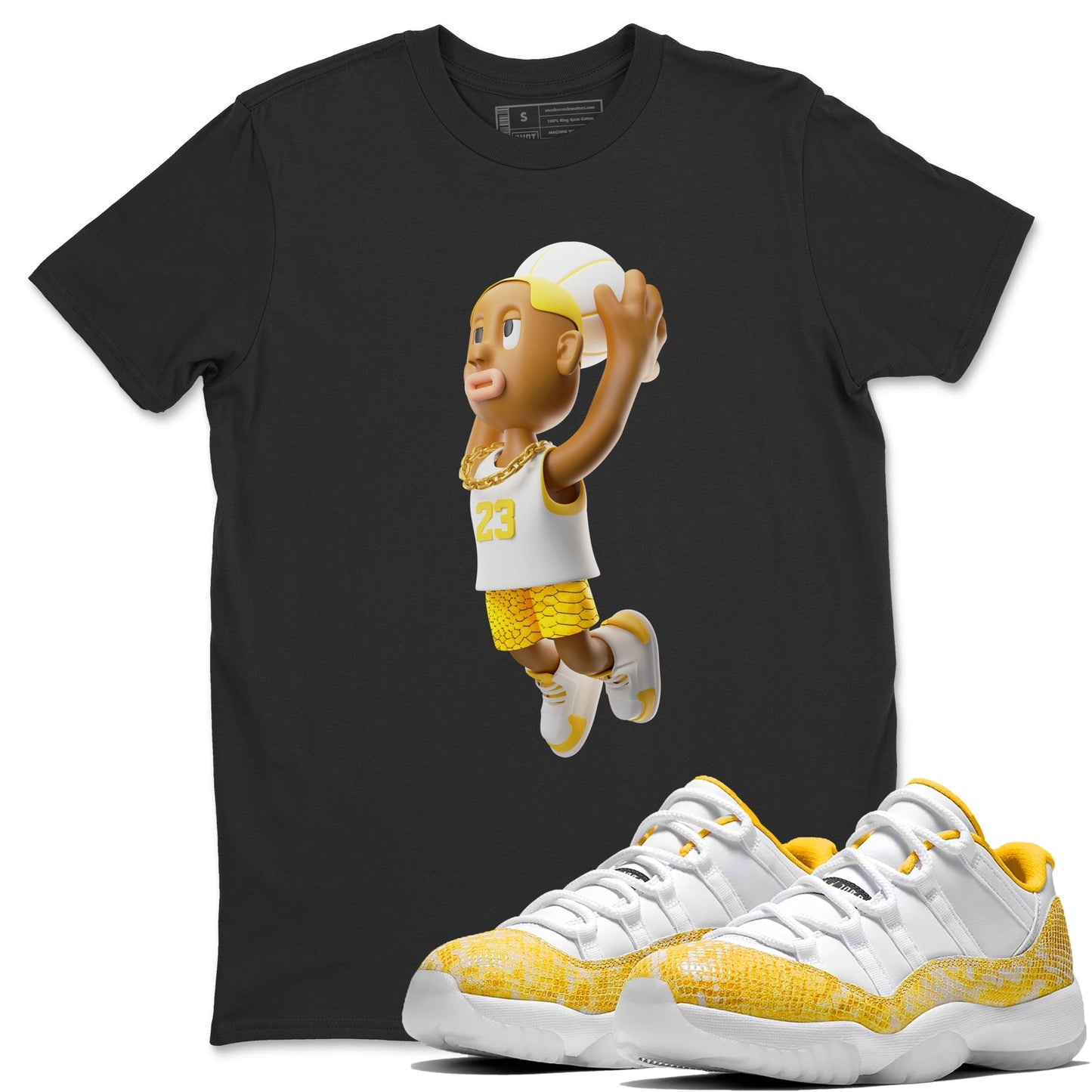 Air Jordan 11 Yellow Python Sneaker Match Tees Dunkshot Boy Shirts AJ11 Yellow Python Drip Gear Zone Unisex Shirts Black 1