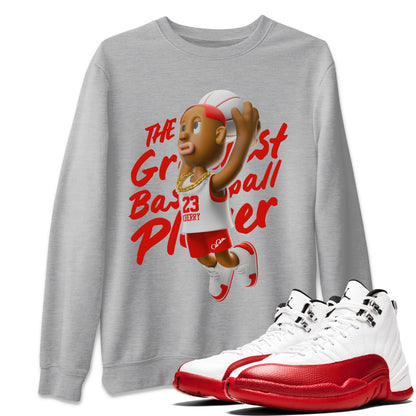 Air Jordan 12 Cherry Sneaker Match Tees Dunkshot Boy Streetwear Sneaker Shirt AJ12 Cherry Sneaker Release Tees Unisex Shirts Heather Grey 1
