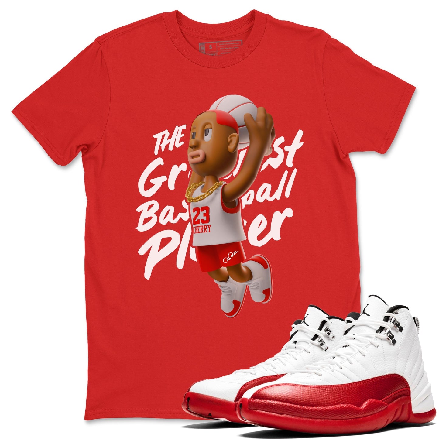 Air Jordan 12 Cherry Sneaker Match Tees Dunkshot Boy Streetwear Sneaker Shirt AJ12 Cherry Sneaker Release Tees Unisex Shirts Red 1
