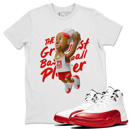 Air Jordan 12 Cherry Sneaker Match Tees Dunkshot Boy Streetwear Sneaker Shirt AJ12 Cherry Sneaker Release Tees Unisex Shirts White 1