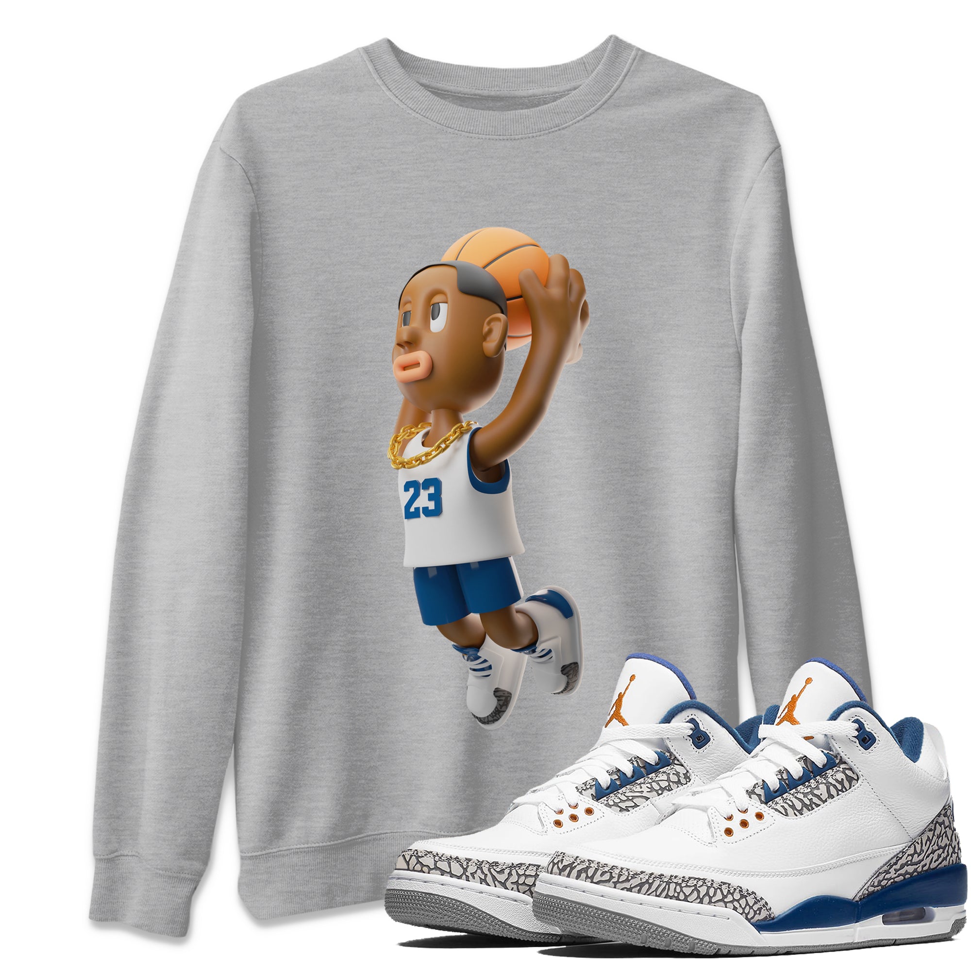 Air Jordan 3 Wizards Sneaker Tees Drip Gear Zone Dunkshot Boy Sneaker Tees AJ3 NBA Wizards  Shirt Unisex Shirts Heather Grey 1