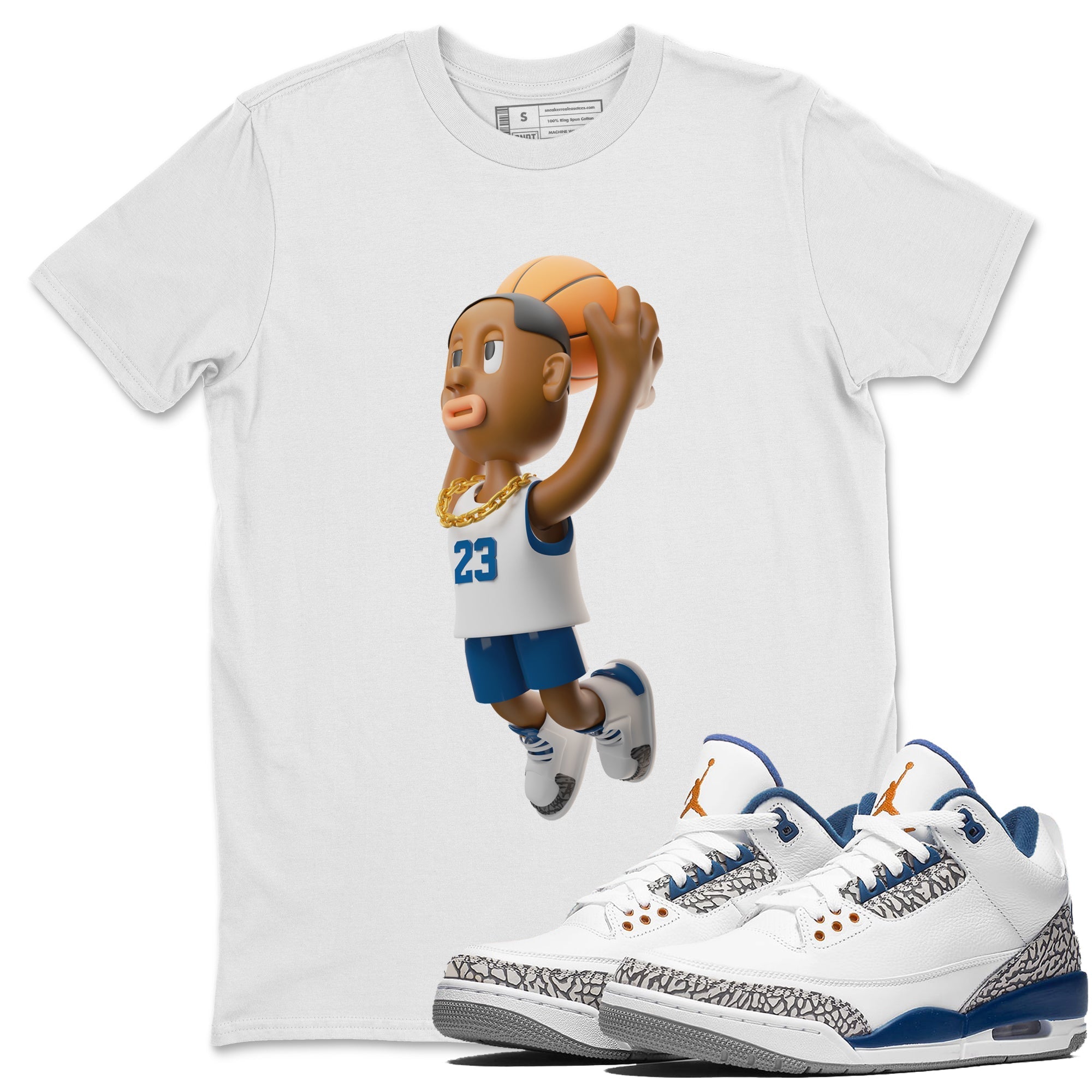 Air Jordan 3 Wizards Sneaker Tees Drip Gear Zone Dunkshot Boy Sneaker Tees AJ3 NBA Wizards  Shirt Unisex Shirts White 1