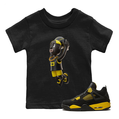 Air Jordan 4 Thunder Sneaker Tees Drip Gear Zone Dunkshot Boy Sneaker Tees AJ4 Thunder Jumpman Shirt Kids Shirts Black 1